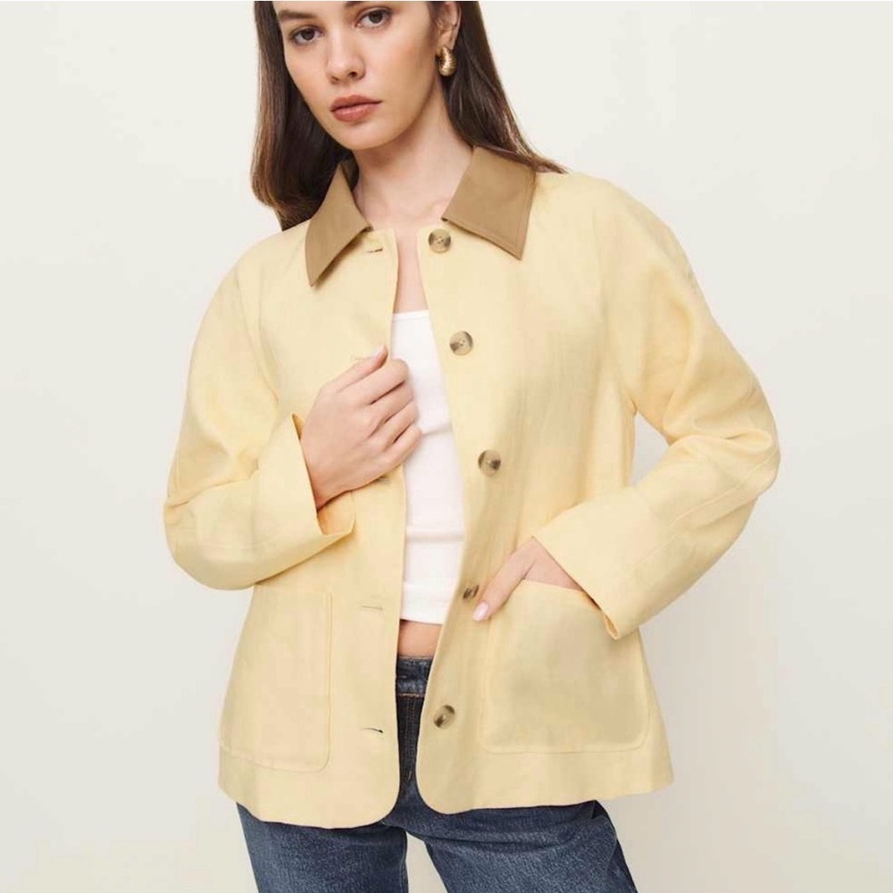 Reformation Lila Linen Jacket In Parmesan Size M Oversized NWT